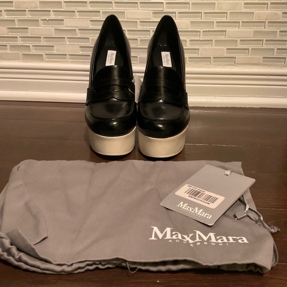 NWT MaxMara Loafers with Platform Wedge Heel NIB - Picture 2 of 10